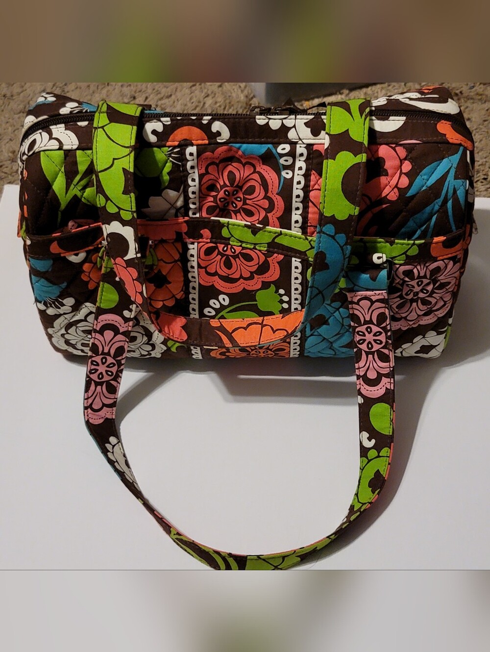 Vera Bradley Lola Pattern Purse Barrel Style Bag Floral Retired